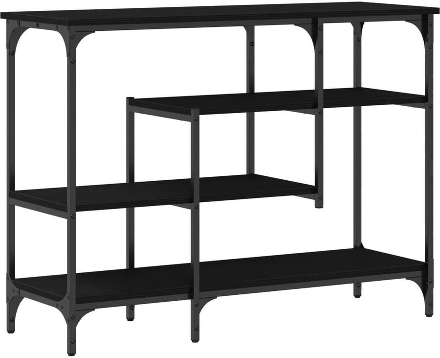 VidaXL Console Tafel Zwart eiken Bewerkt hout Metaal Middelgroot Opslag