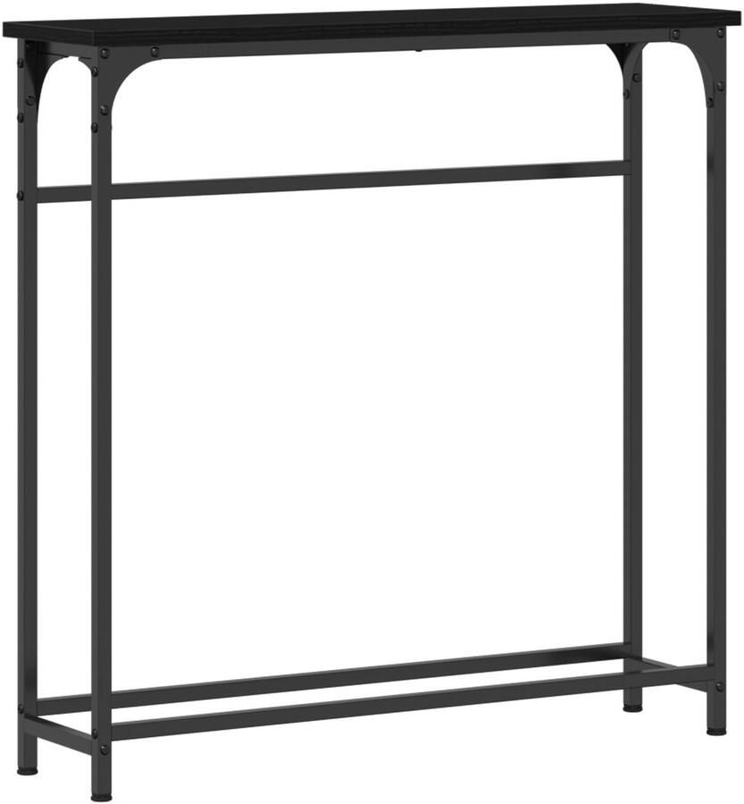 VidaXL Wandtafel met plank Zwart Eiken 75 x 19 5 x 75 cm Bewerkt hout