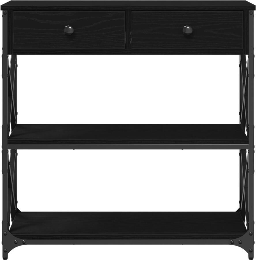 VidaXL Console Tafel Zwart Eiken Hout Decoratieve Inzetten Bijzettafel