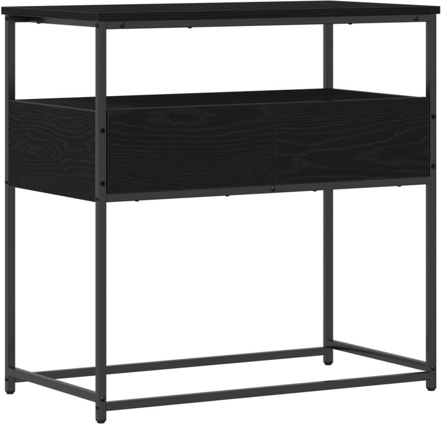 VidaXL Console Tafel Zwart Eiken 75x40x75 cm Engineered Hout en Staal