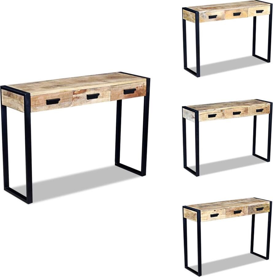 VidaXL Consoletafel Consoletafels Wandtafel Wandtafels Wandtafel met 3 lades 110x35x78 cm massief mangohout