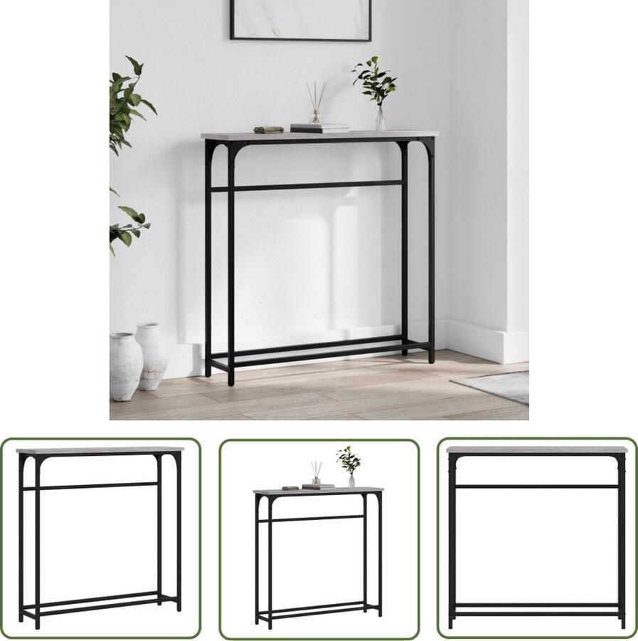 The Living Store Wandtafel Trendy Haltafels 75 x 19.5 x 75 cm (L x B x H) Grijs Sonoma Eiken Wandtafel Consoletafel Haltafel Bijzet Tafeltje Industriële Stijl - Foto 2