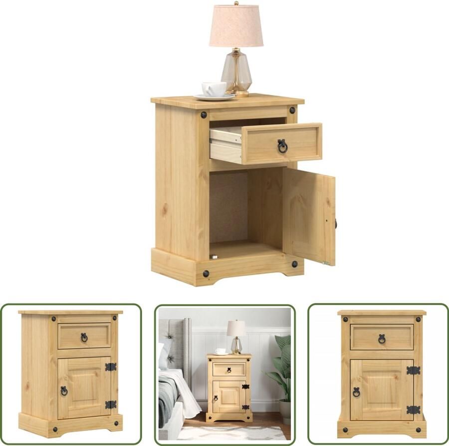 The Living Store Nachtkastje Corona 45x35x64 cm massief grenenhout Nachtkastje Nachtkastjes Bijzettafel Wandkastje