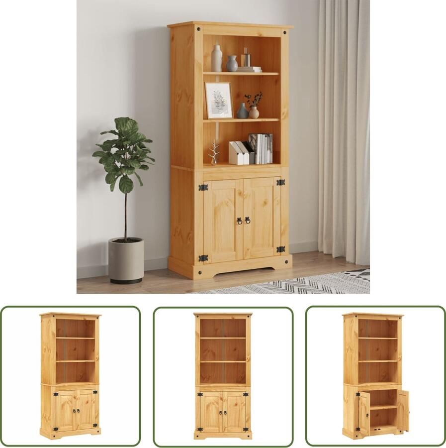 The Living Store Wandkast Mexicaans grenenhout Corona-stijl 80x40x170 cm Houten Wandkast Corona Stijl Grenoble Hout Vintage Kast Mexicaanse Kast - Foto 2