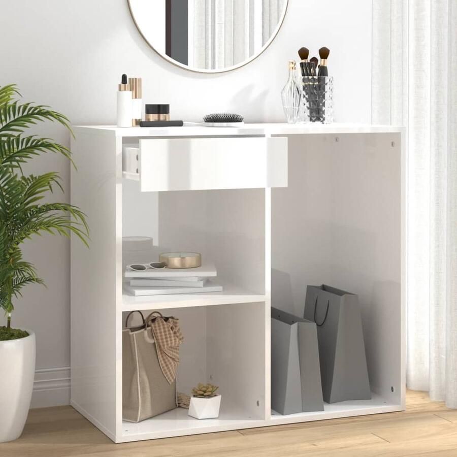 VidaXL Cosmeticakast Hoogglans Wit 80x40x75 cm Cosmeticakast Make-upplek Badkamerinrichting Opbergkasten Houten Meubels Decoratieve Opslag - Foto 2