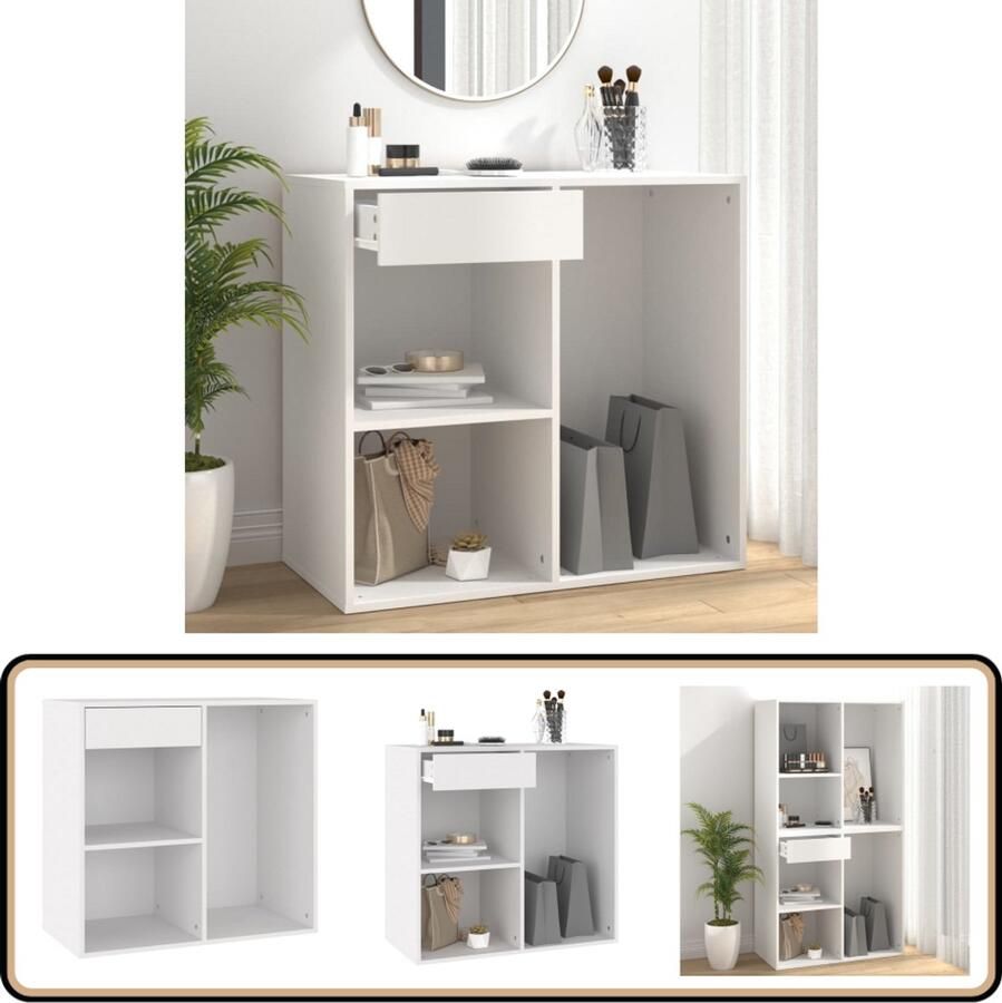 The Living Store cosmeticakast wit 80x40x75 cm voldoende opbergruimte praktisch ontwerp Cosmeticakast Opbergkast Kastje Badkamerkast Makeup Organizer