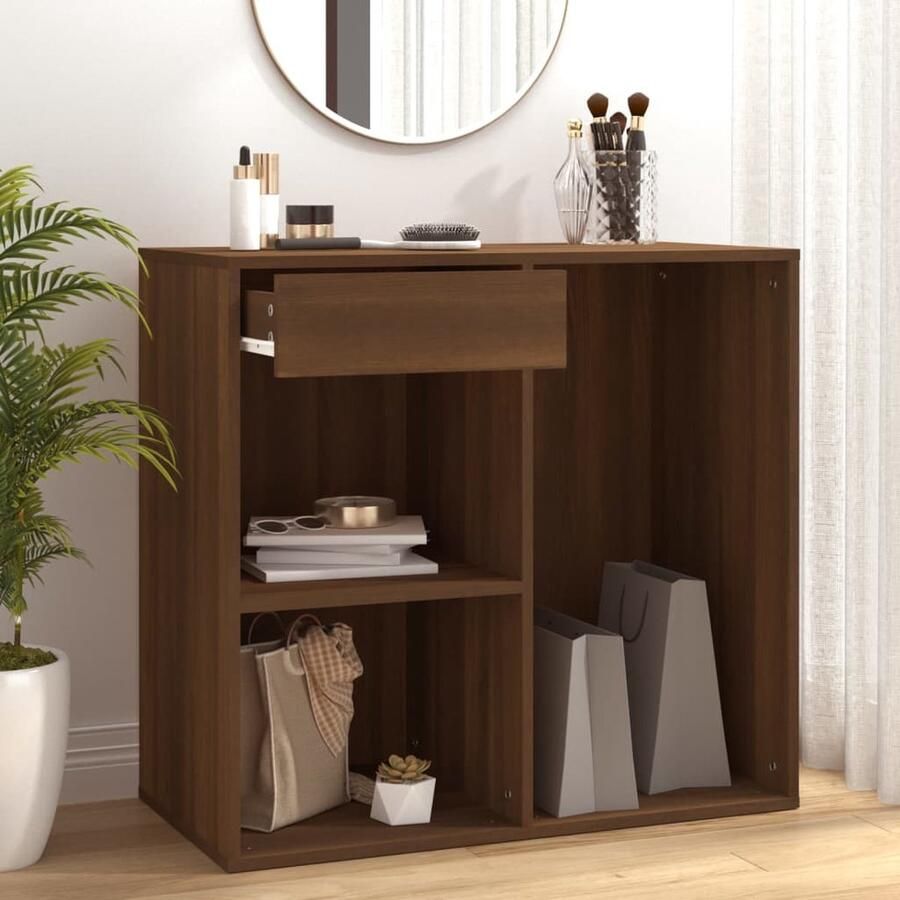 VidaXL Cosmeticakast 80x40x75 cm Bruin Eiken Cosmeticakast Opbergkast Kast Badkamerkast Makeup Organizer Sieradenkast Houten Kast Bruine Kast - Foto 2
