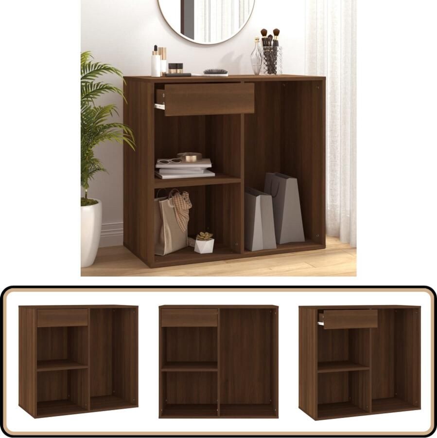 VidaXL Cosmeticakast 80x40x75 cm Bruin Eiken Cosmeticakast Opbergkast Kast Badkamerkast Makeup Organizer Sieradenkast Houten Kast Bruine Kast