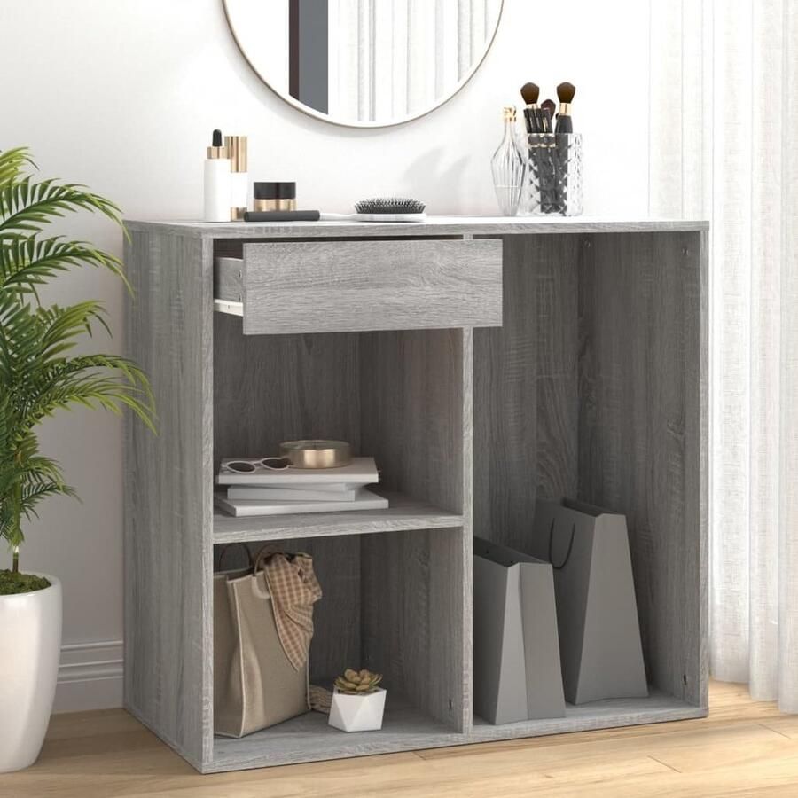 VidaXL Cosmeticakast 80x40x75 cm Grijs Sonoma Eiken Cosmeticakast Opbergkast Badkamerkast Makeup Organizer Houten Kast Grijskleur - Foto 2