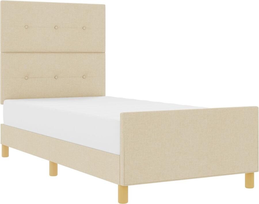 VidaXL Bedbodem zonder Matras Donkergrijs 120x190 cm Stof Set van 2 Crème