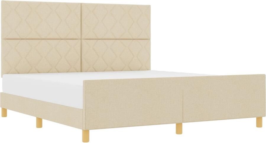 VidaXL Bedframe met hoofdeinde Crème 180 x 200 cm Stof - Foto 2