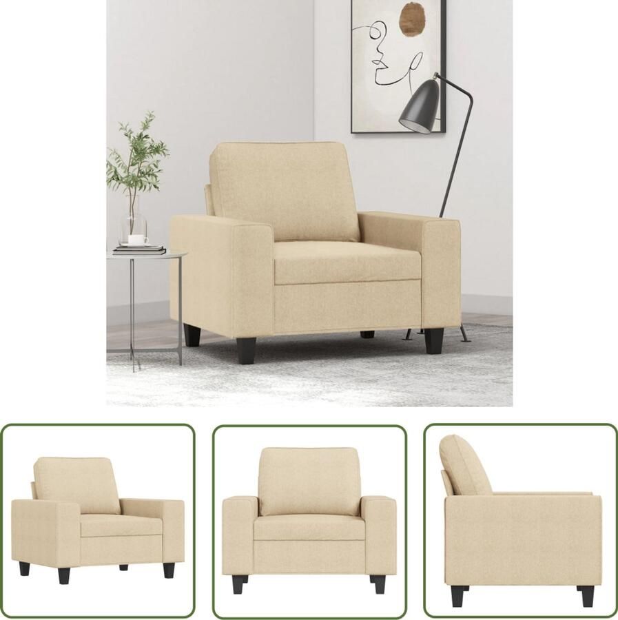 The Living Store Fauteuil 60 cm stof crèmekleurig Fauteuil Lounge Stoel Creme Fauteuil Moderne Fauteuil Comfortabele Stoel