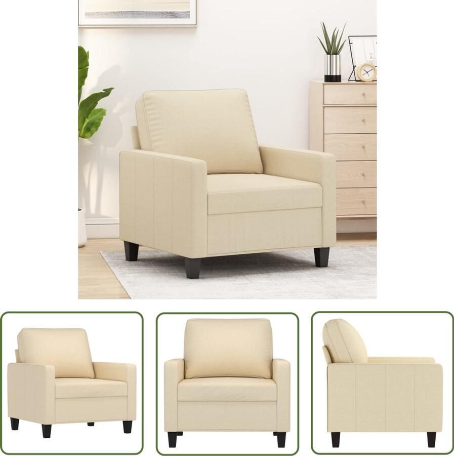 VidaXL Fauteuil 60 cm stof crèmekleurig Fauteuil Creme Kleur Lounge Stoel Eetkamerstoel Living Room Decoratie