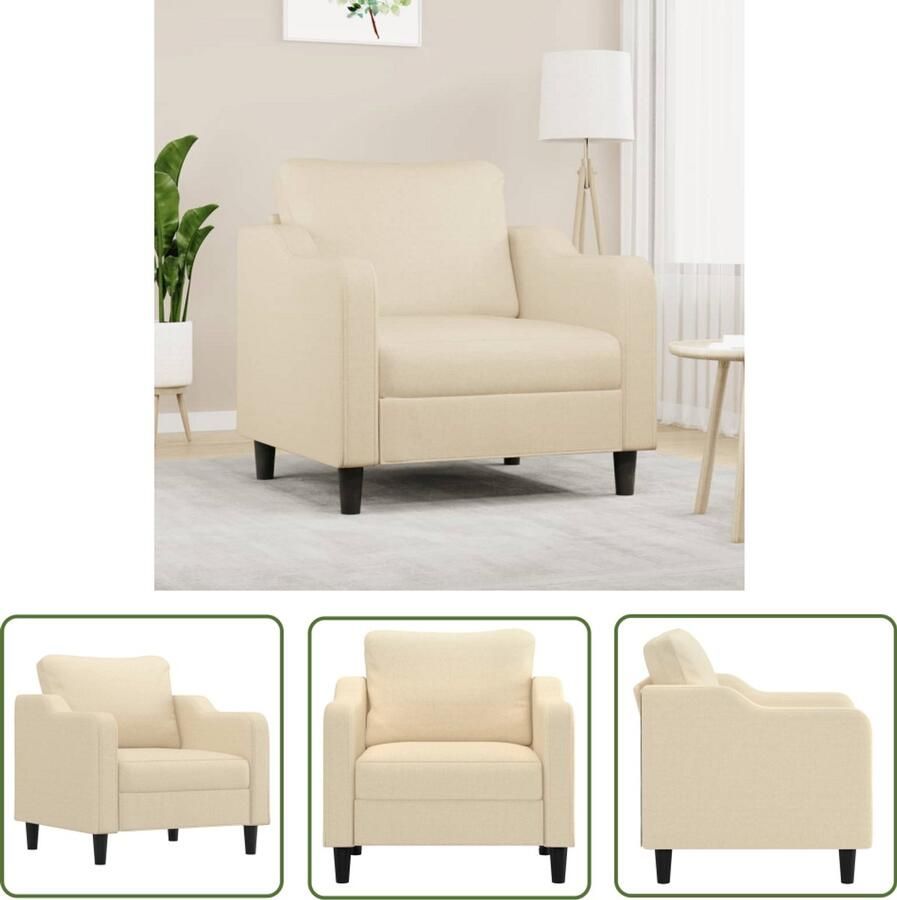 VidaXL Fauteuil 60 cm stof crèmekleurig Fauteuil Creme Kleur Lounge Stoel Eetkamerstoel Salontafel