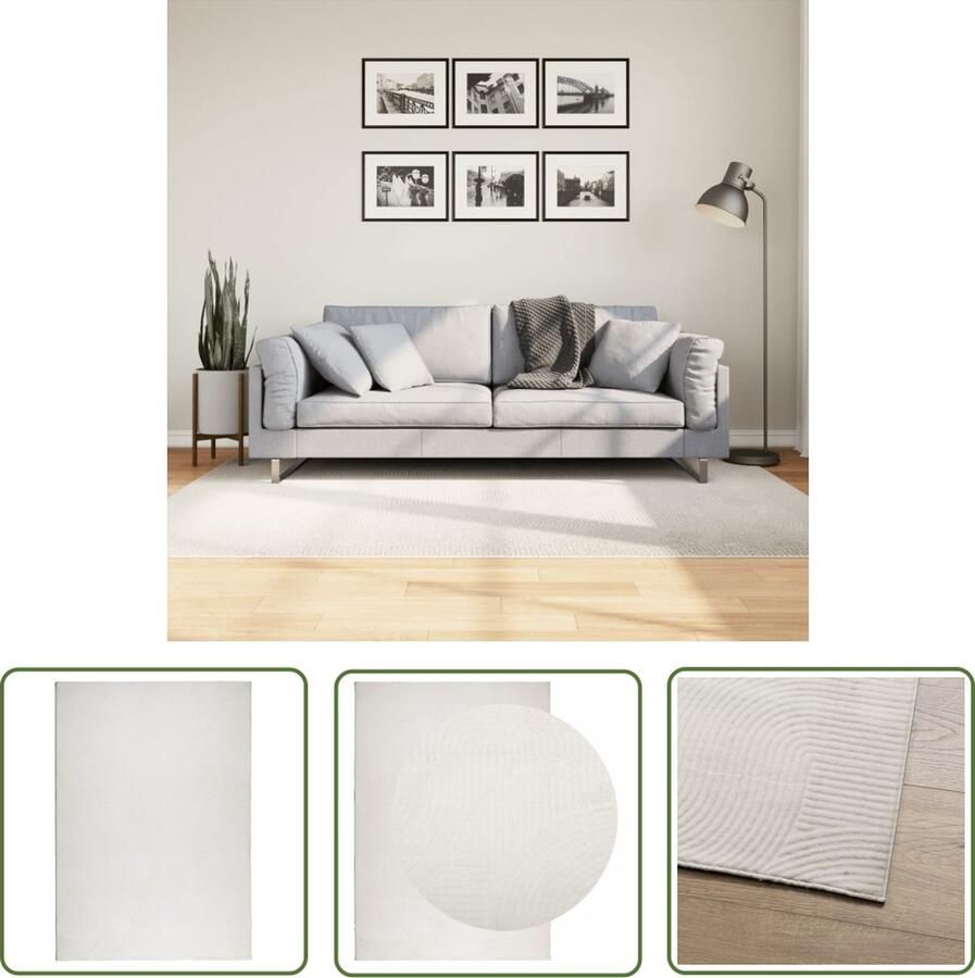 The Living Store IZA Vloerkleed 140 x 200 cm Crème 100% Polyester 8 mm Poolhoogte OEKO-TEX Vloerkleed Crèmekleur Polyester Zacht Modern