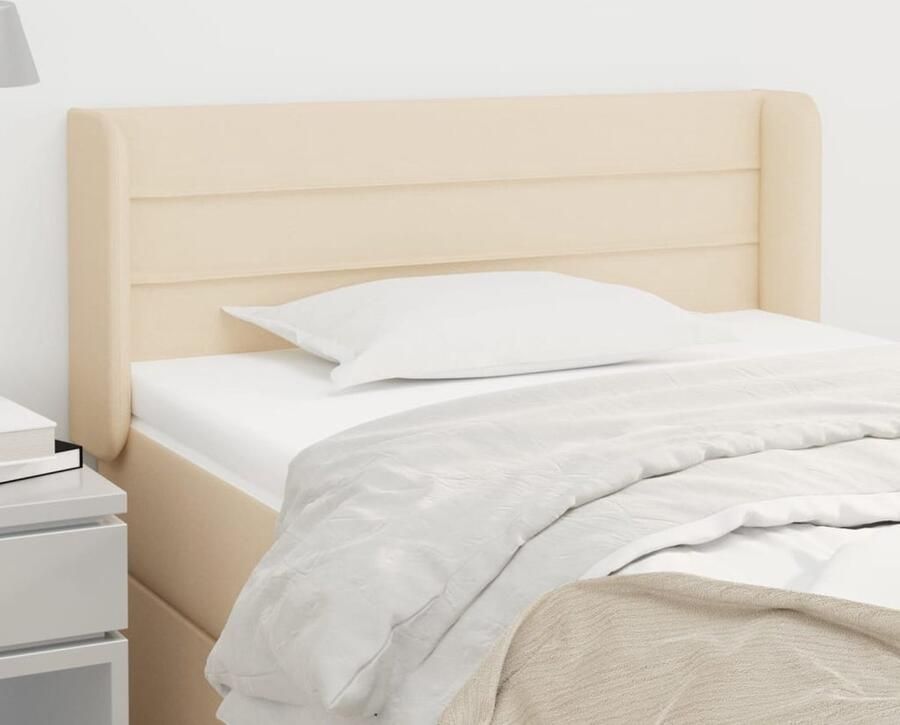 VidaXL Hoofdbord 83x16x78 88 cm Stof Crèmekleurig Hoofd Bord Hoofdkussen Klassiek Hoofdbord Beddecoratie Stoffen Hoofdbord Creme Kleur Leeshoek - Foto 3