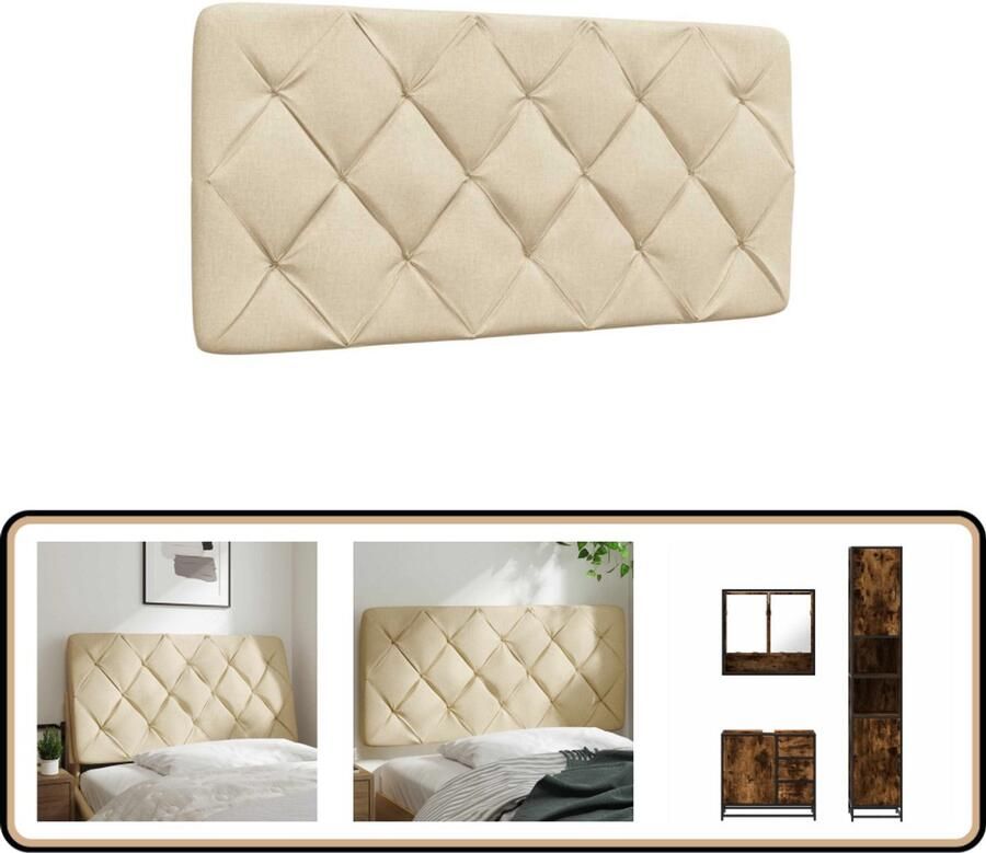 VidaXL crèmekleurig hoofdbordkussen 100 cm Hoofdbordkussen Hoofdkussens Slaapcomfort Bedroom Decoratie Sierlijk Hoofdbord