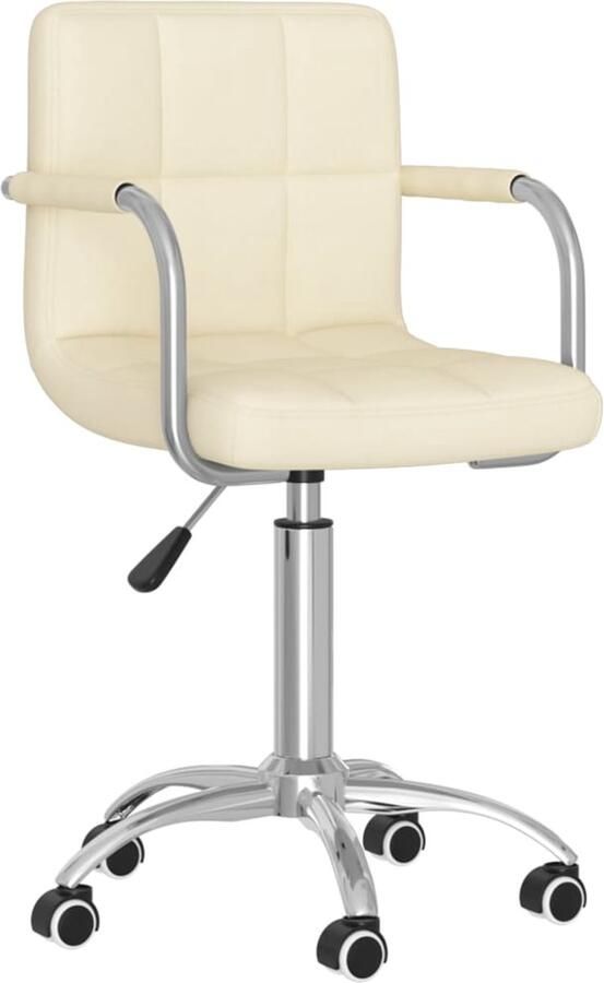 VidaXL Crèmekleurige Draaibare Kantoorstoel Bureaustoel Draaibare Stoel Stofstoelen Creme Kleur