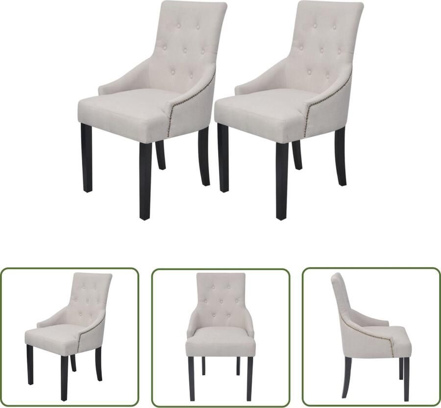 The Living Store Eetkamerstoelen Armleuningen Set van 6 Crèmegrijs 52 x 63 x 94 cm Eetkamerstoelen Stoffen Eetkamerstoelen Cremegrijs Eetkamerstoelen Luxe Eetkamerstoelen Elegante Eetkamerstoelen - Foto 4