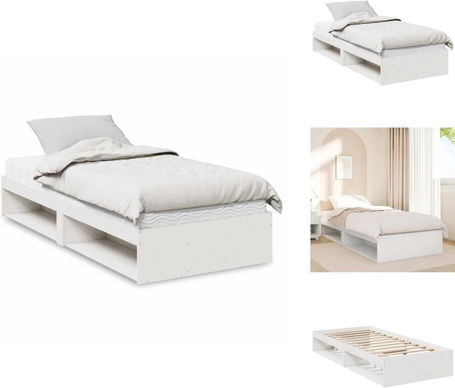 VidaXL Dagbed Dagbedden Slaapbank Logeerbed Slaapbank met matras 90x190 cm massief grenenhout wit