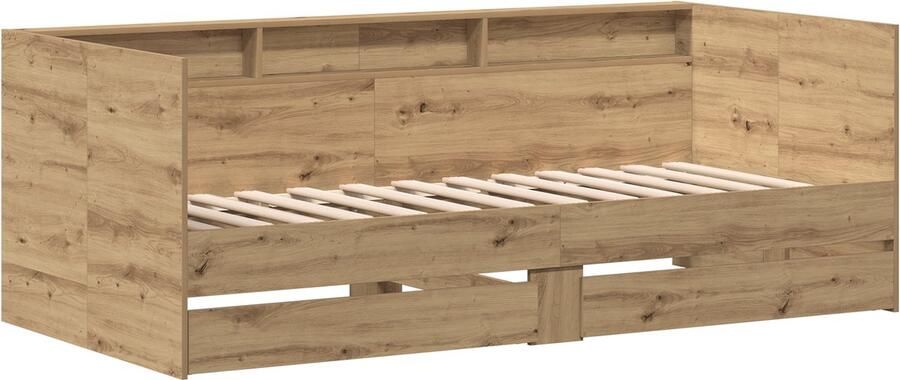 VidaXL Daybed in Artisanale Eik Artisanale eik Bewerkt hout 100 x 200 cm