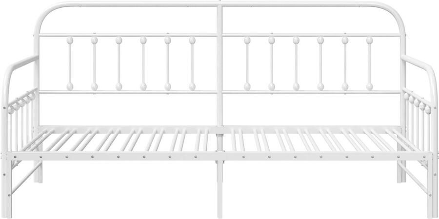 VidaXL Bedframe voor een daybed met hoofdeinde Wit 100 x 200 cm Staal - Foto 2