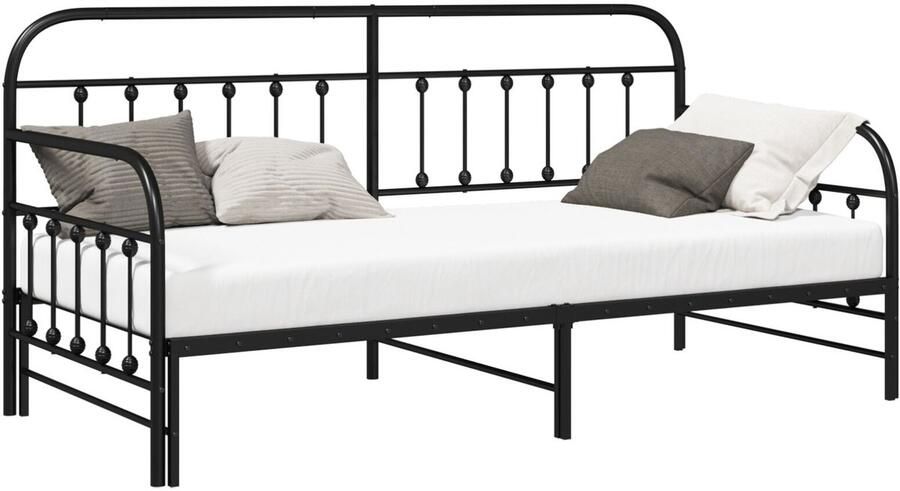 VidaXL Bedden en Bedframes Zwart Metaal 107 x 203 cm Bedframe van Metaal
