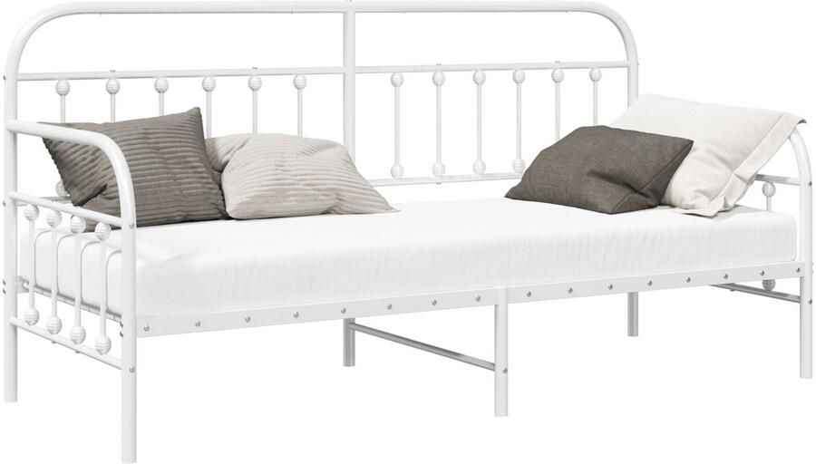 VidaXL Bedframe voor een daybed met hoofdeinde Wit 75 x 190 cm Staal - Foto 2