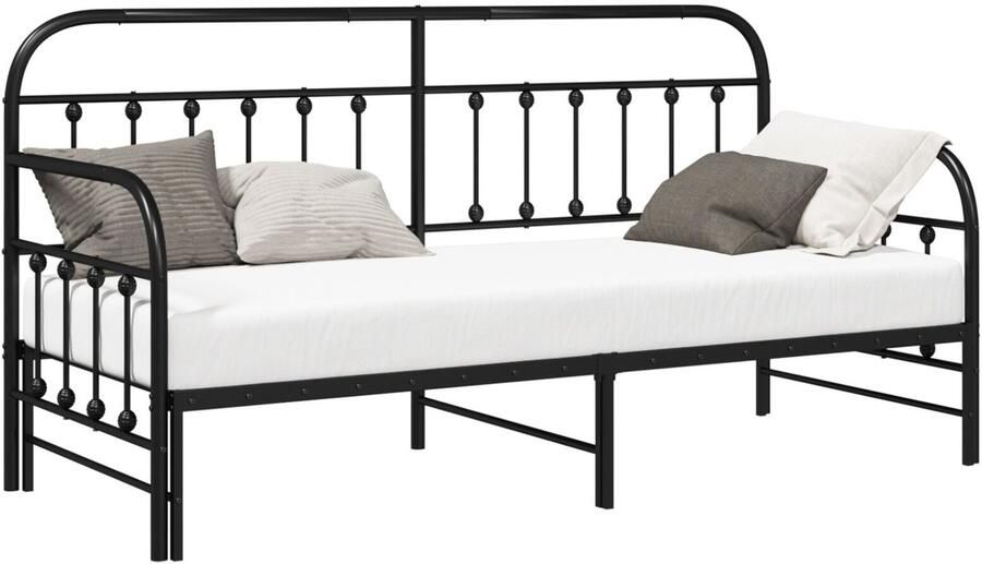 VidaXL Bedframe voor een daybed met hoofdeinde Zwart 75 x 190 cm Staal - Foto 2