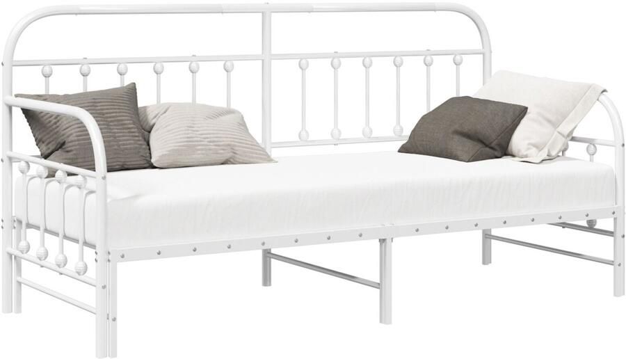 VidaXL Bedframe voor een daybed met hoofdeinde Wit 75 x 190 cm Staal - Foto 2