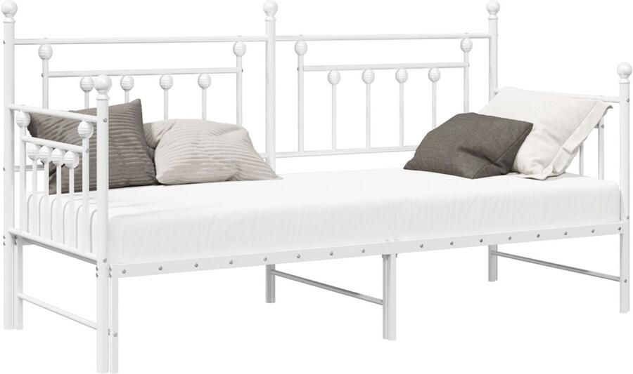 VidaXL Bedframe voor een daybed met hoofdeinde Wit 75 x 190 cm Staal - Foto 2
