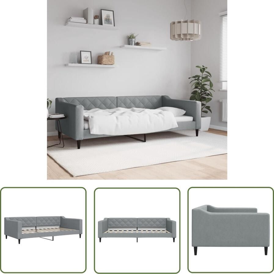 The Living Store Slaapbank 2-in-1 Lichtgrijs 223 x 110 x 67 (B x D x H) Stof en massief hout Slaapbank Daybed Sofa Bed Tweepersoonsbed Lounge Meubilair