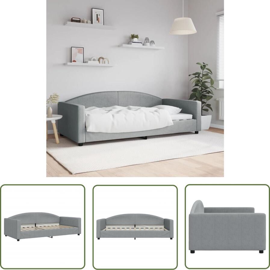 The Living Store Slaapbank Lichtgrijs 223 x 110 x 75 cm Multiplex lattenbodem Slaapbank Daybed Tweepersoonsbed Sofa Bed Grijs Meubilair