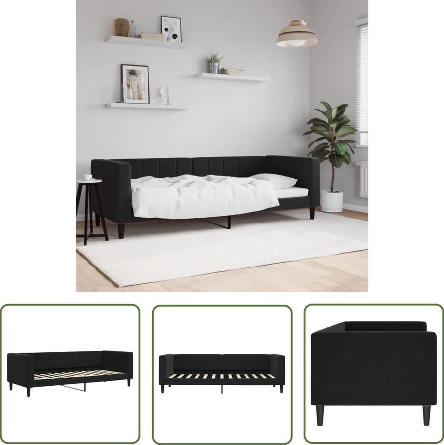 The Living Store Slaapbank 2-in-1 zwart fluweel 223 x 90 x 68 stevig en stabiel Slaapbank Daybed Tweepersoonsbed Lounge Sofa Velvet Sofa