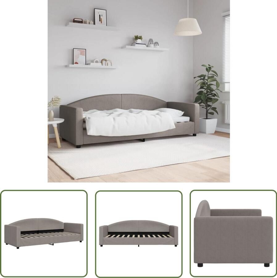 The Living Store Slaapbank 80x200 cm stof taupe Slaapbank Daybed Tweepersoonsbed Lounge Sofa Stoffen Bank