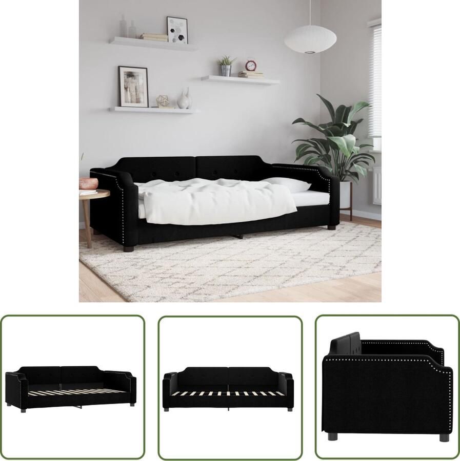 The Living Store Slaapbank Zwart 223 x 90 x 66.5 cm 2-in-1 dagbed Slaapbank Daybed Sofa Bed Tweepersoonsbed Zithoek