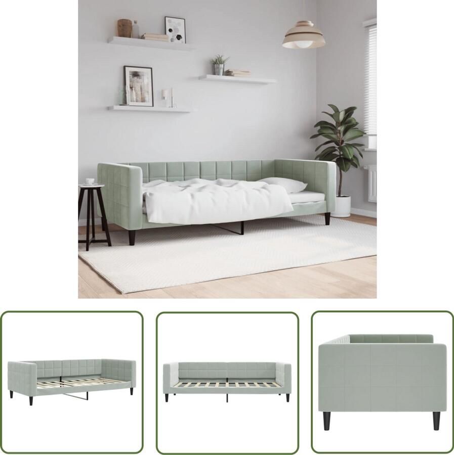 The Living Store Slaapbank 90x190 cm fluweel lichtgrijs Slaapbank Daybed Tweepersoonsbed Lounge Sofa Multifunctioneel Meubilair