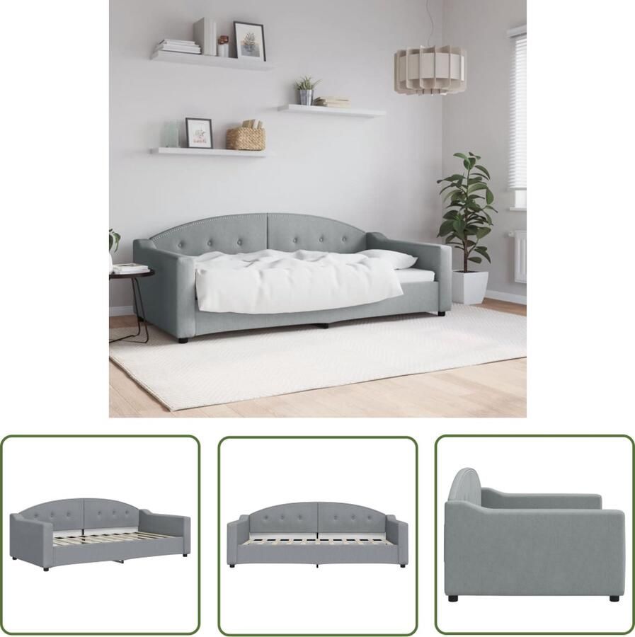 The Living Store Slaapbank Modern Lichtgrijs 212x100x75 cm 2-in-1 Dagbed Stof Metalen Houten Frame Slaapbank Daybed Sofa Bed Tweepersoonsbed Lounge Meubels