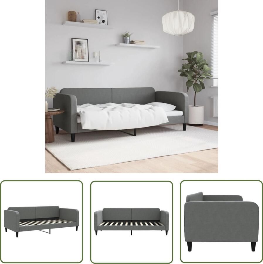The Living Store Slaapbank donkergrijs 223 x 100 x 75 multiplex lattenbodem Slaapbank Daybed Tweepersoonsbed Donkere Meubels Grijs Sofa