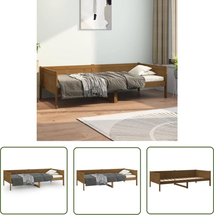 The Living Store Slaapbank massief grenenhout 80x200 cm Slaapbank Slaapbanken Bedbank Bed Bedframe Houten Bedframe Bedbodem Logeerbed Slaapmeubel Ledikant Bedbanken - Foto 2