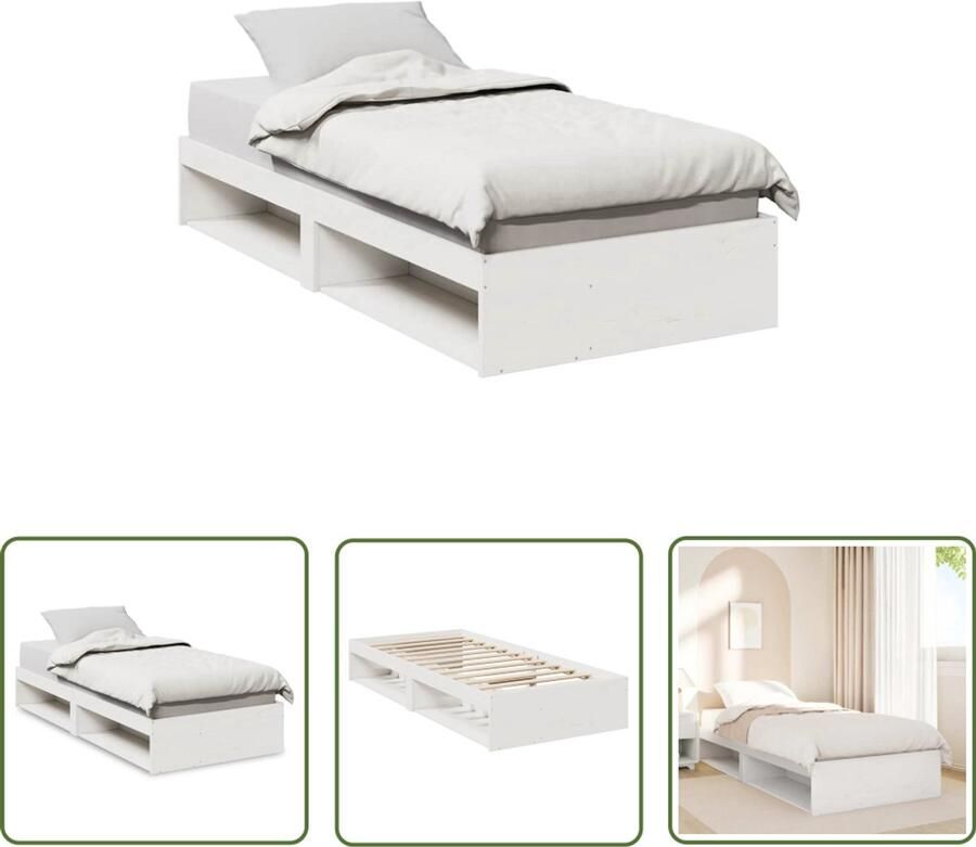 VidaXL Slaapbank zonder matras 100x200 cm massief grenenhout wit Slaapbank Daybed Bedframe Grenenhout Witte Slaapbank