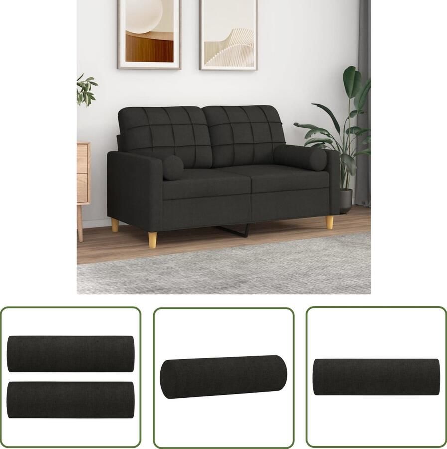 The Living Store Sierkussens 2 st 15x50 cm stof zwart Sierkussens Decoratieve Kussens Rolkussens Velours Kussens Zitzakken