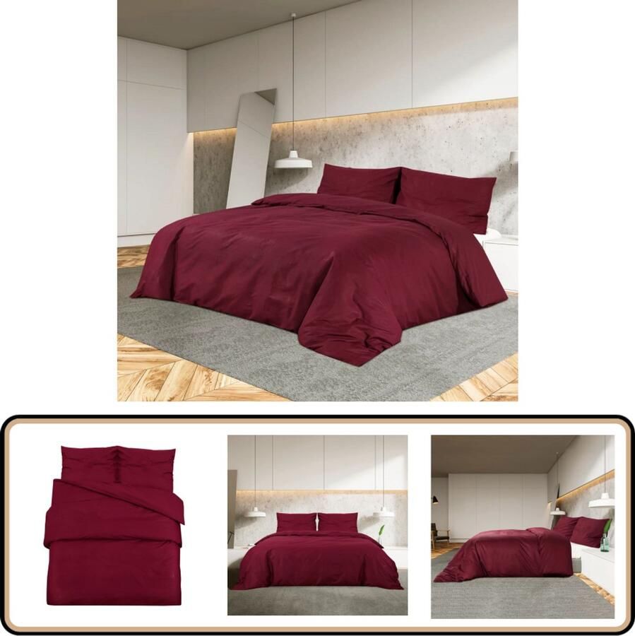 VidaXL Dekbedovertrekset 140x200 cm Katoen Bordeaux Dekbedovertrek Bordeaux Katoen Tweepersoonsbed Slaapcomfort Luxe Bedding Bedroom Decor