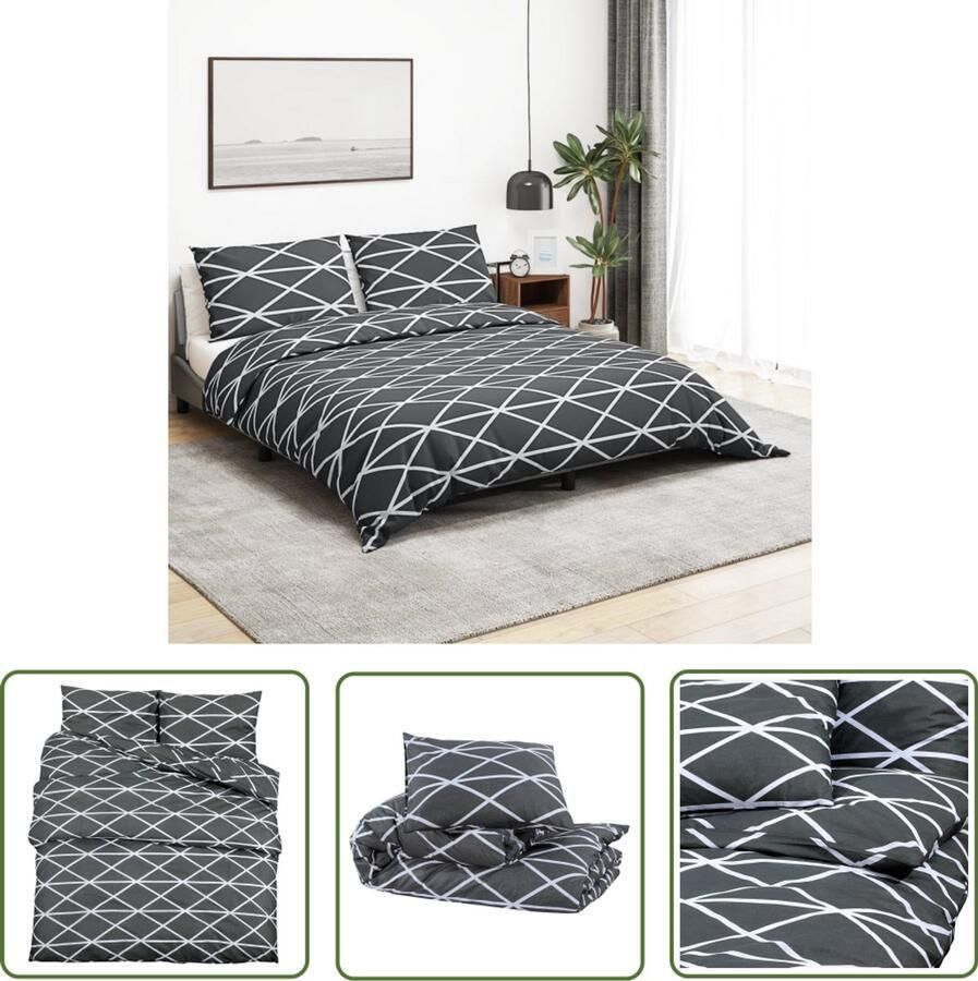 VidaXL Dekbedovertrekset 140x200 cm katoen grijs Dekbedovertrek Hoeslaken Linnen Bedding Katoen Grijze Kamerdecoratie Tweepersoonsbed Standaard 100