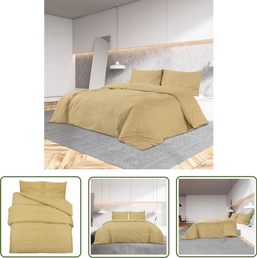 VidaXL Dekbedovertrekset 140x200 cm Katoen Taupe Dekbedovertrek Taupecolor Katoendruk Tweepersoonsbed Standaard 100 Oeketex Slaapcomfort Bedding