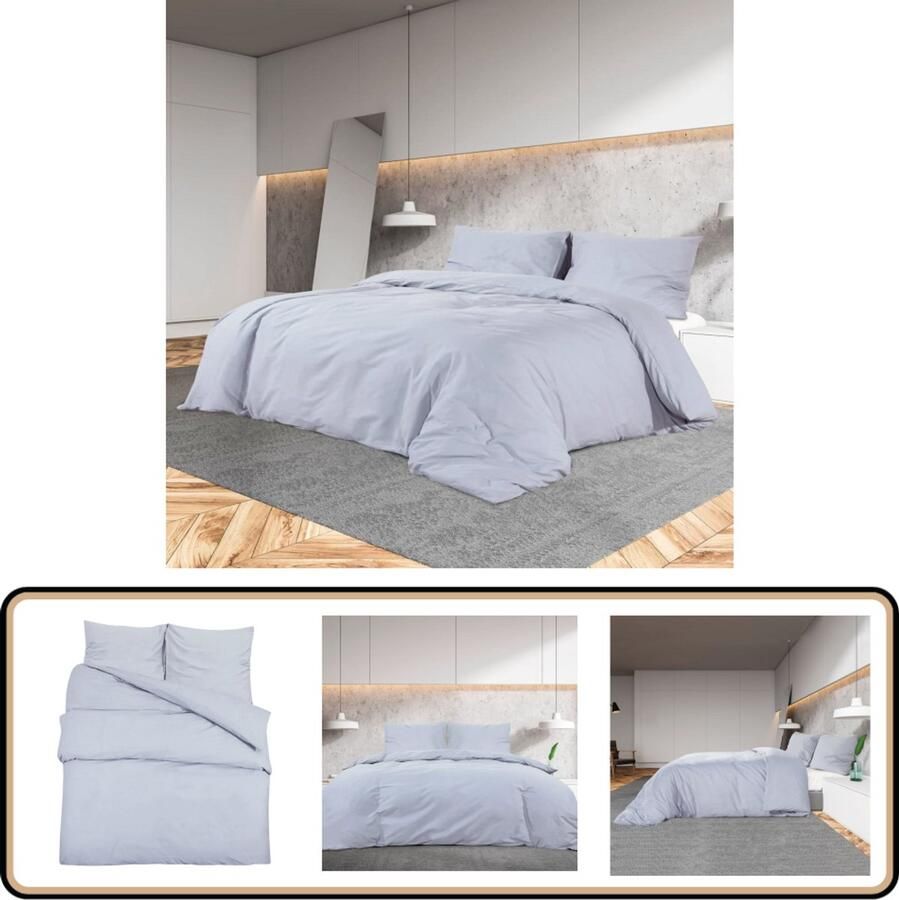 VidaXL Dekbedovertrekset 260x240 cm Microvezel Grijs Dekbedovertrek Microvezel Grijs Tweepersoonsbed Bedding