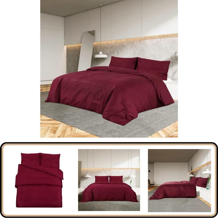VidaXL Dekbedovertrekset Katoen Bordeauxrood 220x240 Dekbedovertrek Bordeaux Katoen Tweepersoonsbed Slaapcomfort Home Decor Bedding