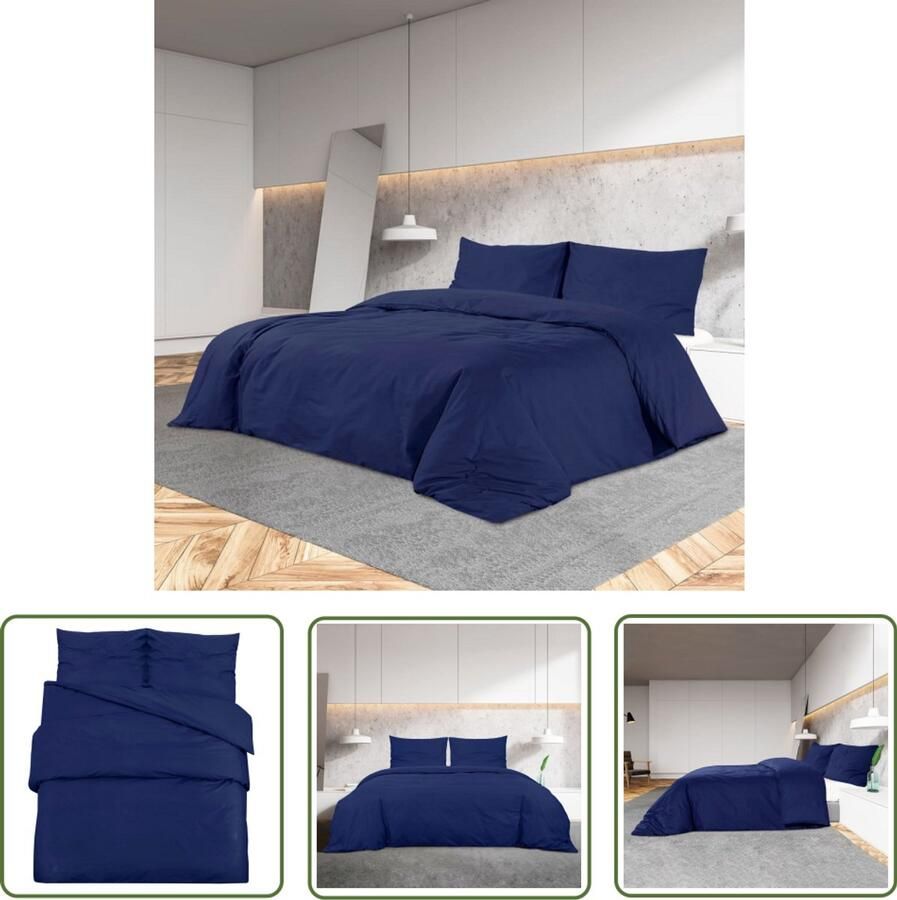 VidaXL Dekbedovertrekset Microvezel Marineblauw Dekbedovertrek Microfiber Slaapzak Comfortabele Bedding Marineblauw Tweepersoonsbed OEKO-TEX