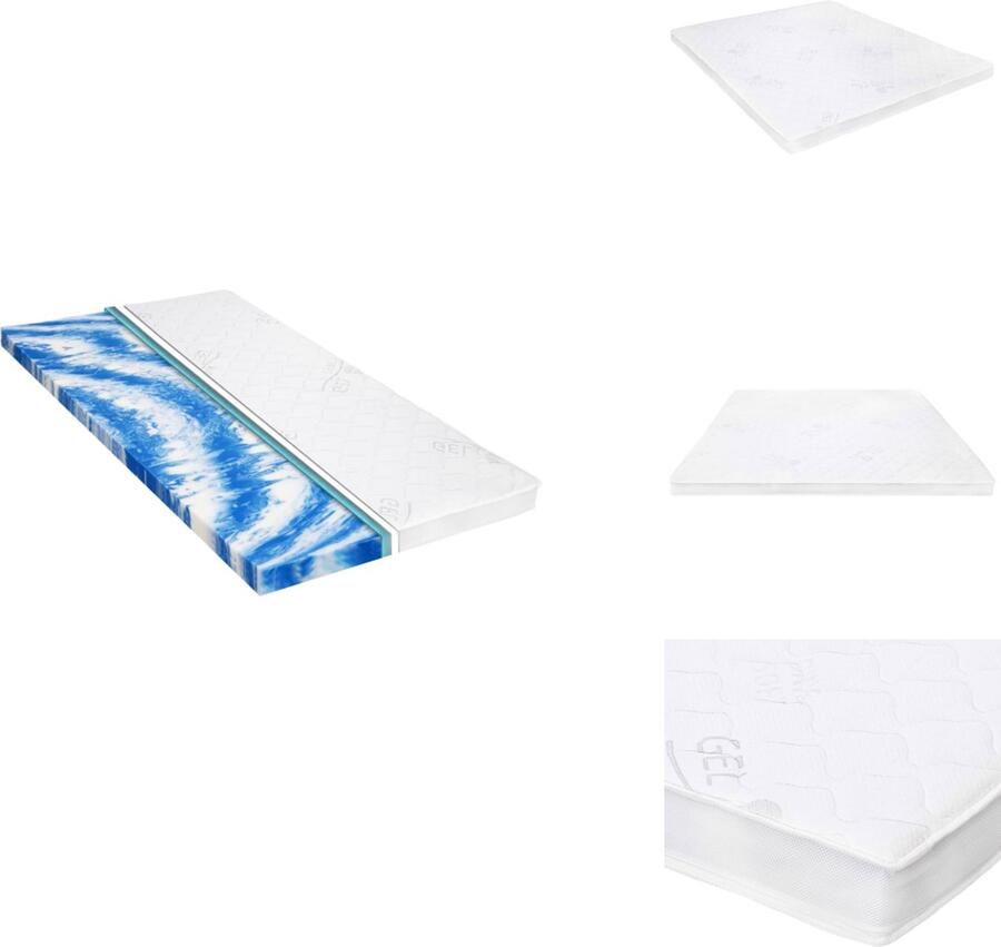 VidaXL Dekmatras Gelschuim 180 x 200 x 7 cm Drukverlichtend Comfortabel Makkelijk te reinigen Wit en blauw Topmatras