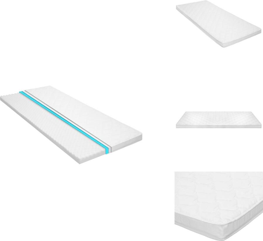 VidaXL Dekmatras Koudschuim 120 x 200 x 6 cm D25 Wit Wasbare hoes Allround ritssluiting Topmatras
